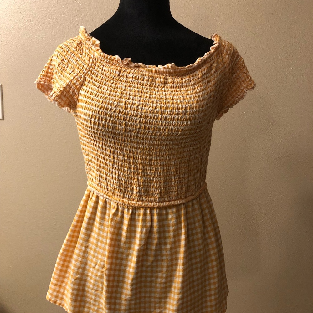 Yellow Gingham Smocked Top